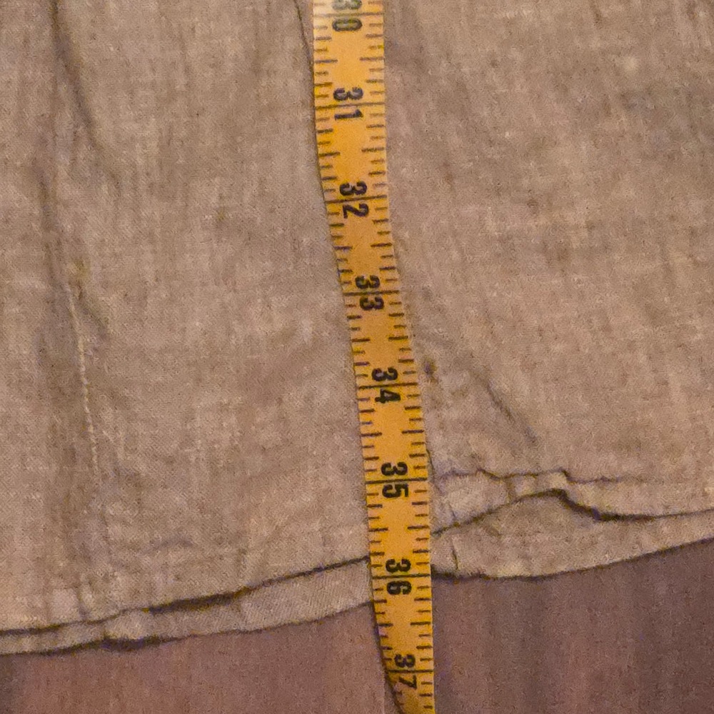 FLAX by Jeanne Engelhart Tan 100% Linen Maxi Skirt Elastic Waist Womens M Boho - Picture 9 of 10